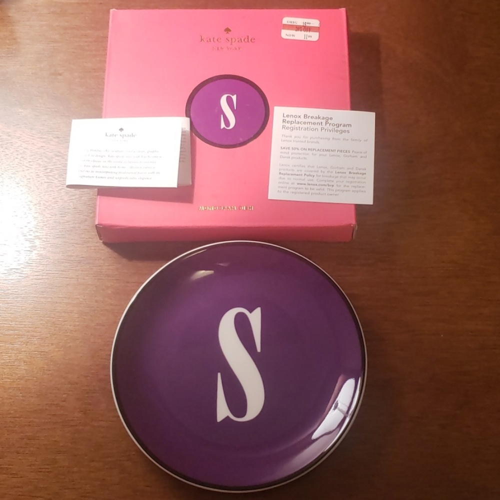 Lenox Kate Spade Monogram dish letter S